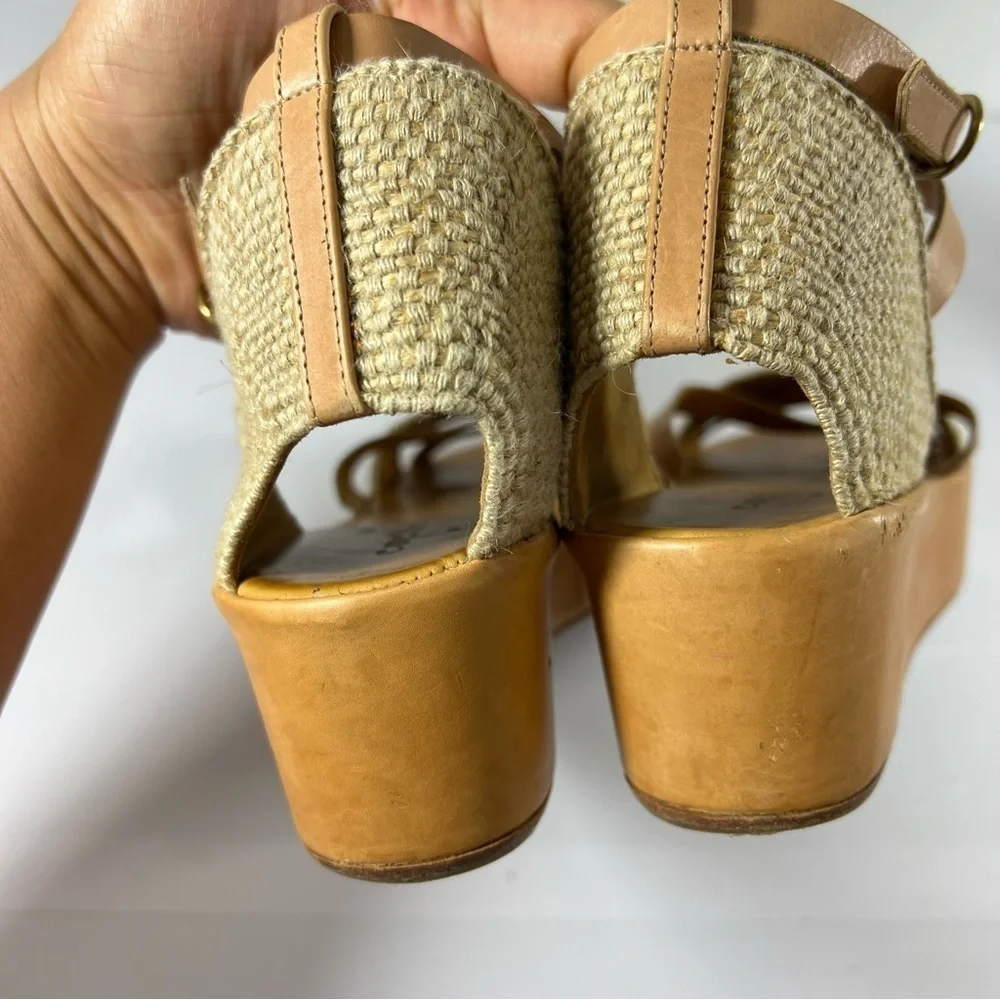 Coclico Women’s Platform Wedge  sandals Ankle Strap Brown Size EU38‎ (US7.5)